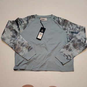 NWT Fila Agalia Mesh Long Sleeve Top Shirt Blue Women's Small New With Tags